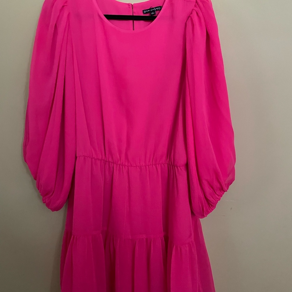 Sam and Jess  Hot Pink Dress  Puff Balloon Sleeves Size XL Like new condition